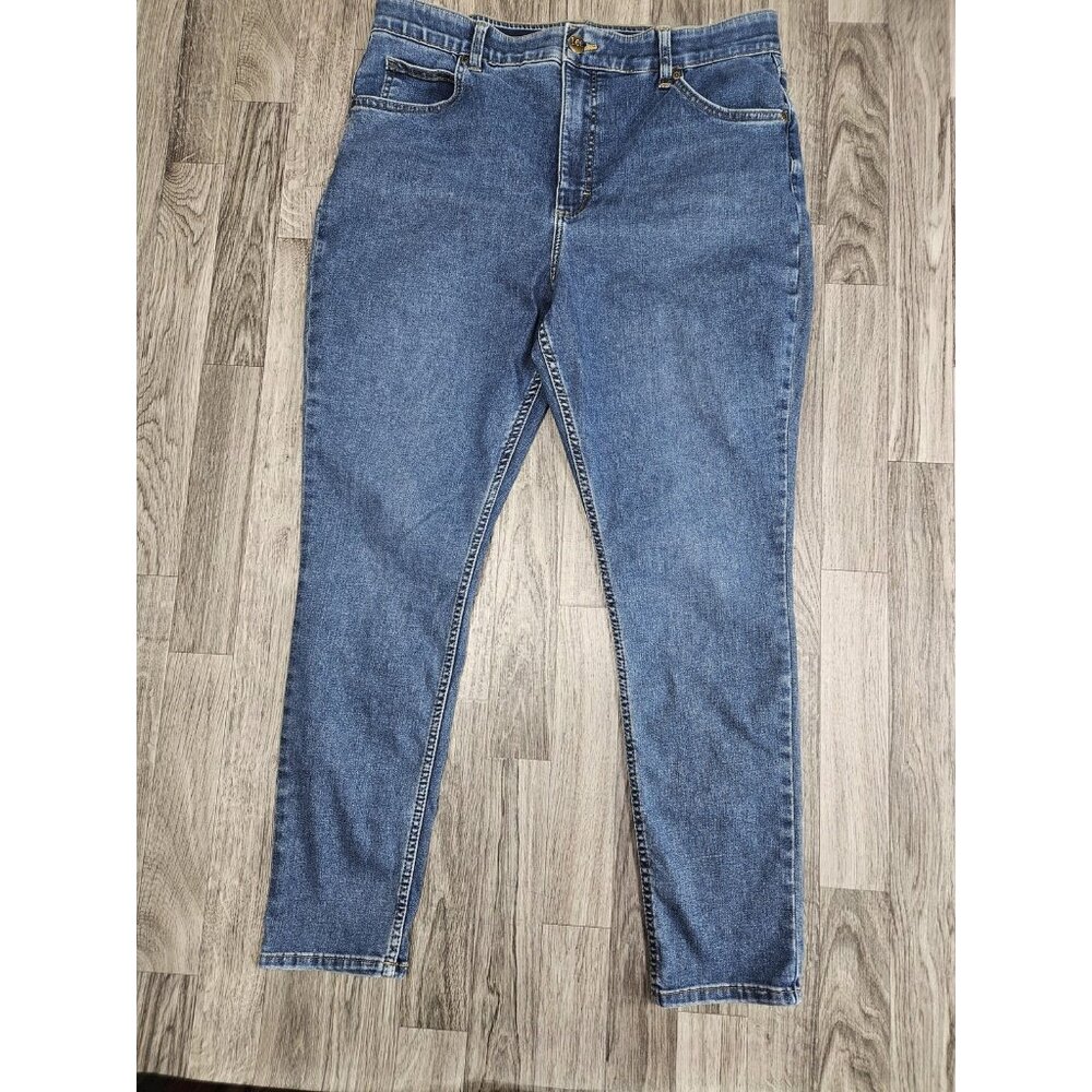 Lee Jeans Womens 18 Medium Blue Tapered Leg Stretch Denim High Rise Classic Fit‎